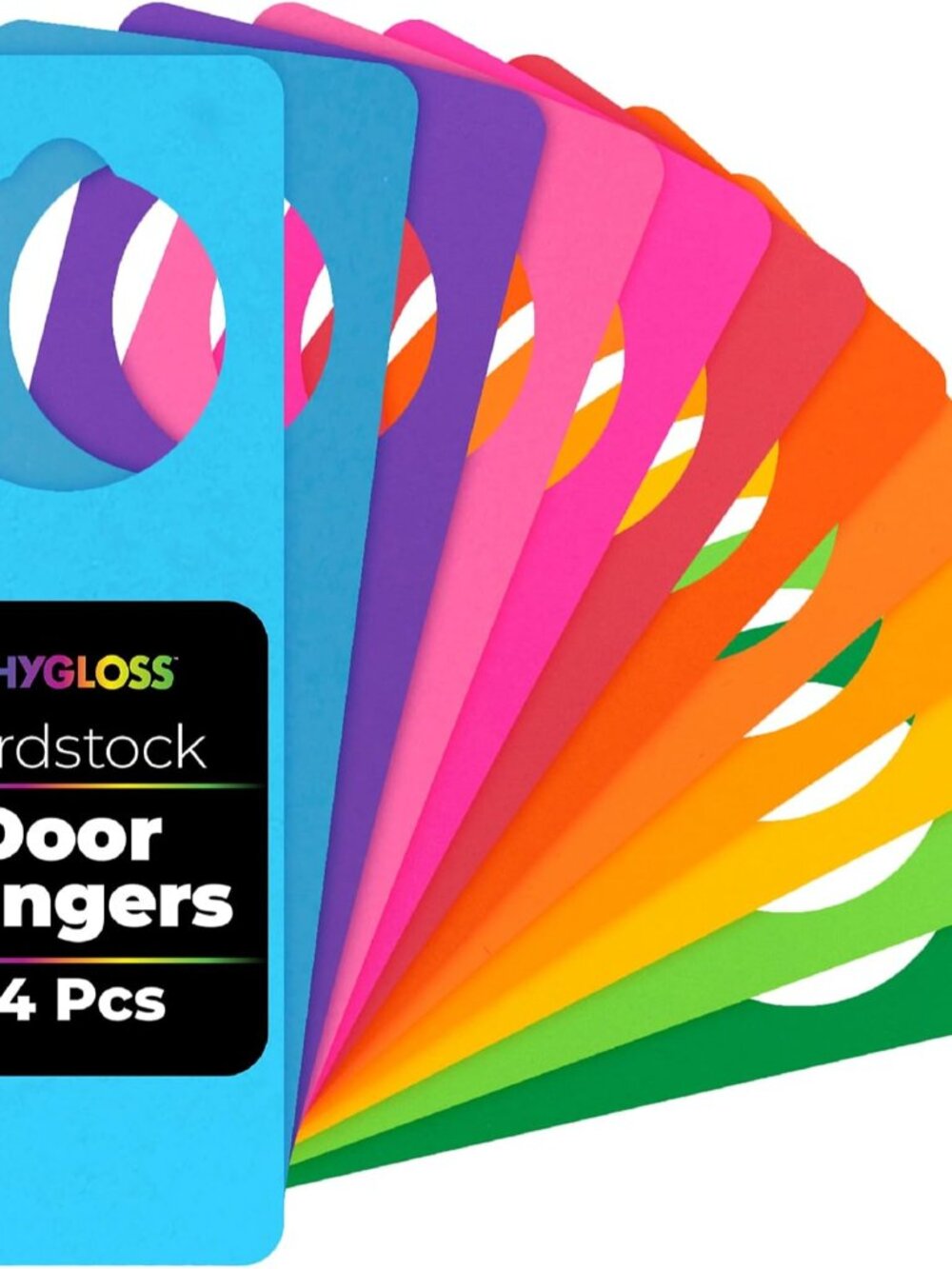 Cardstock Door Knob Hanger Blank for Crafts - 24 Pcs Assorted Bright Colors for